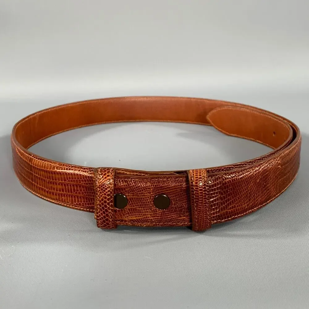 COACH Size 38 Brown Crackled Lizard Belt